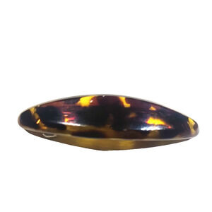 Vintage Tortoise Shell Acrylic Hair Barrettes Tension Clip Brown Gold Tone Flaw